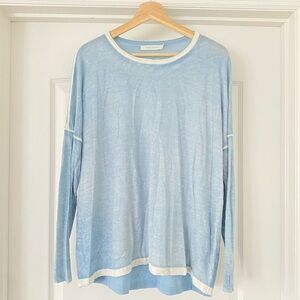 MerSea Saltwash Sweater Bamboo Cashmere Blend Light Blue Nautical Size XL